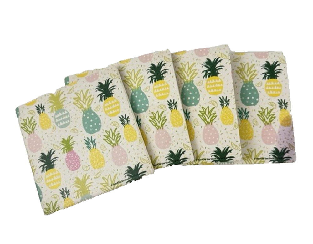 Thristystone Coasters 4 Pineapple Ceramic Two it By Sea Studios Corked Back